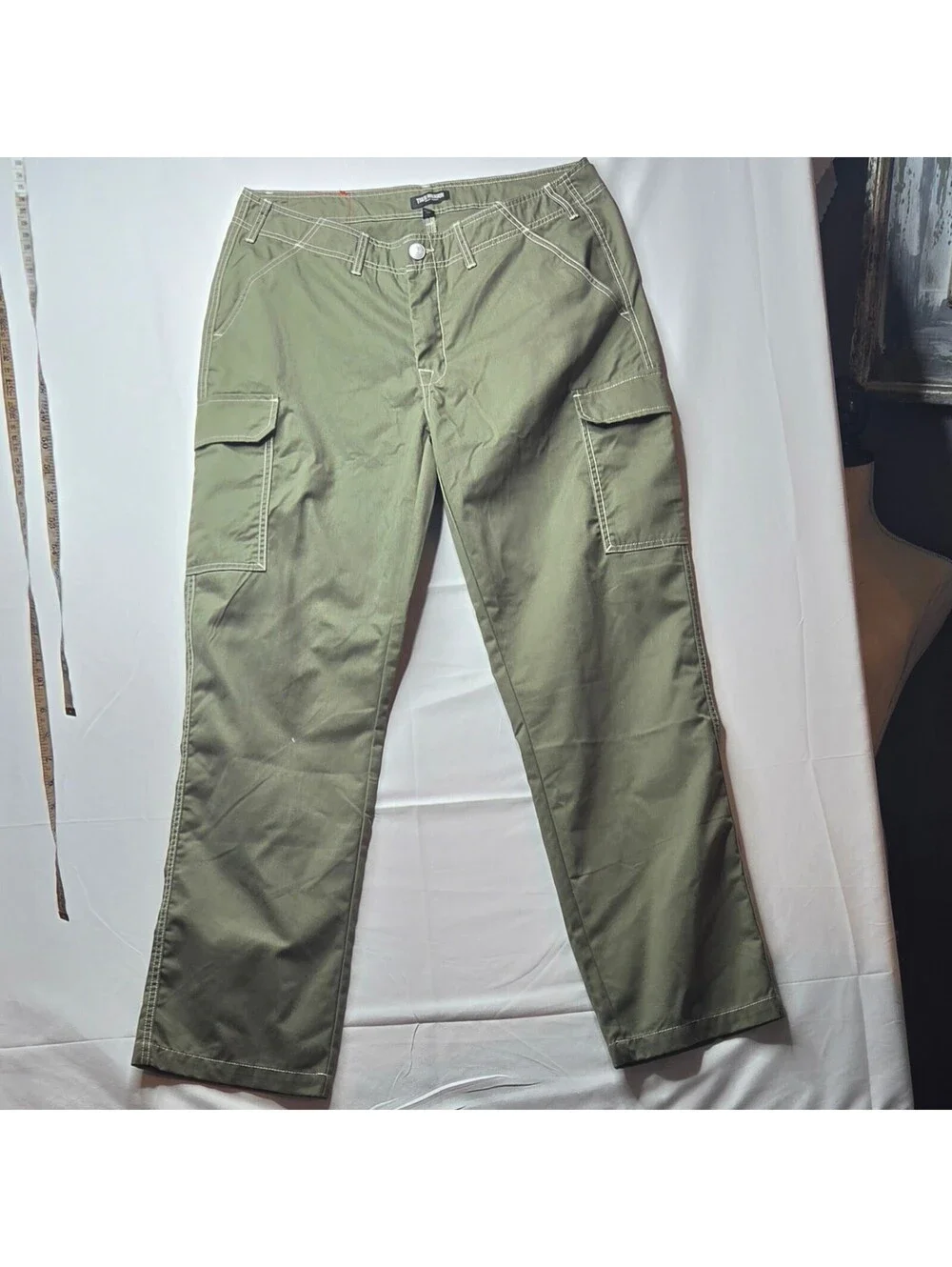 True Religion Kalamata Green Cargo Pant White Stitch Warped Horseshoe NWT Men 36